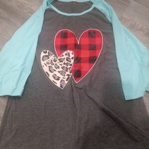 Gray and Blue Shirt with Heart Design